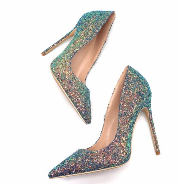 

real p luxura genuine leather gradient color glitter point toe lady girl high heel shoes pump 12cm 10cm 8cm, Black