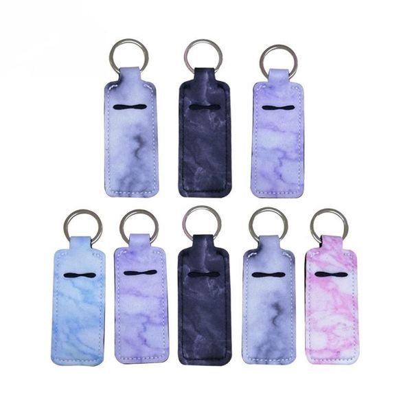 

новый мрамор цвет неопрена chapstick держатель handy lip balm keychains неопрена помада держатель брелок чехол