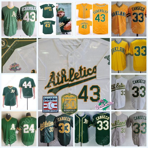 

Mens 1989 WS Jersey #43 DENNIS ECKERSLEY Stitched White Green Gray A'S #33 Jose Canseco Jerseys S-3XL Free Shopping