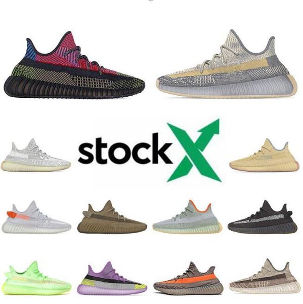 

designer cinder kanye west earth running shoes stock x yecheil yeezreel yeshaya cloud white black static reflective mens sneakers size 36-47