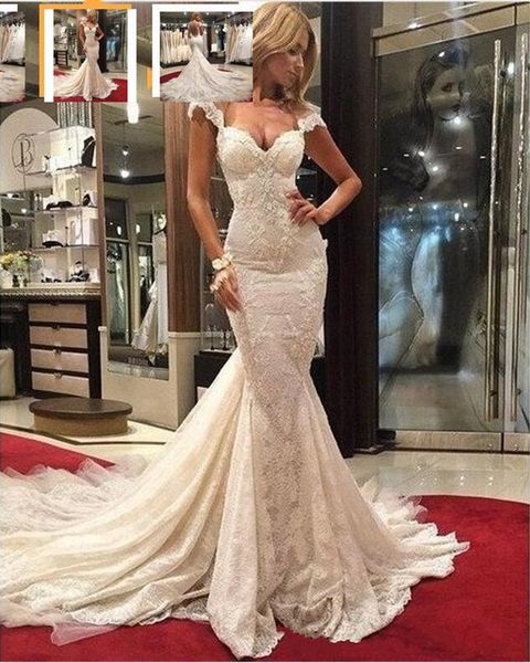 

2019 новый кружева аппликация на сатин vestido де новия свадебное платье халат де mariage красивые кружева русалка свадебные платья, White