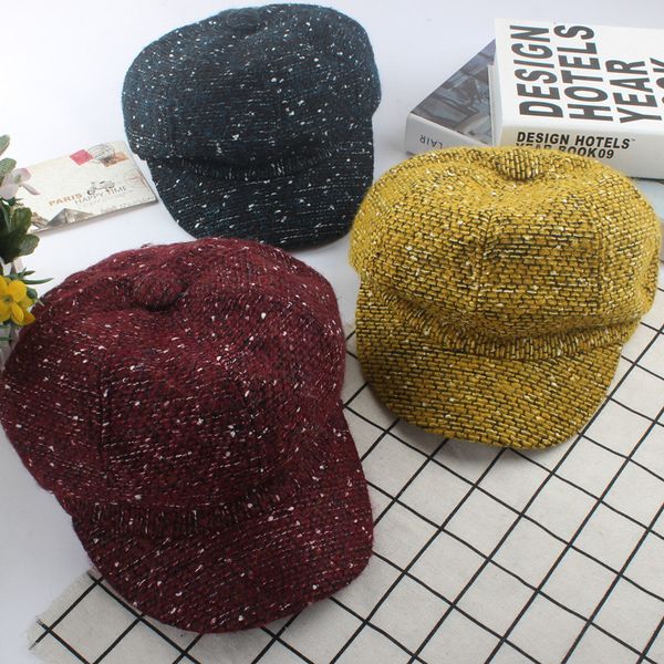 

autumn winter women's warm berets wool knitted casual flat hat elegant ladies literary japanese keep warm cap, Blue;gray