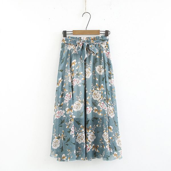 

2019 plus size women summer clothing fashion casual chiffon floral skirts h8-x065, Black