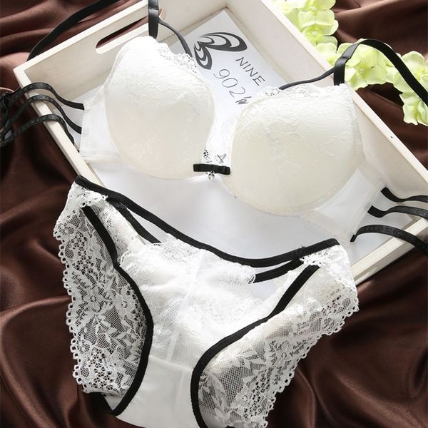 

women's lingerie underwear lace lace bra set bra and panty set seamless back closed women's underwear, Red;black