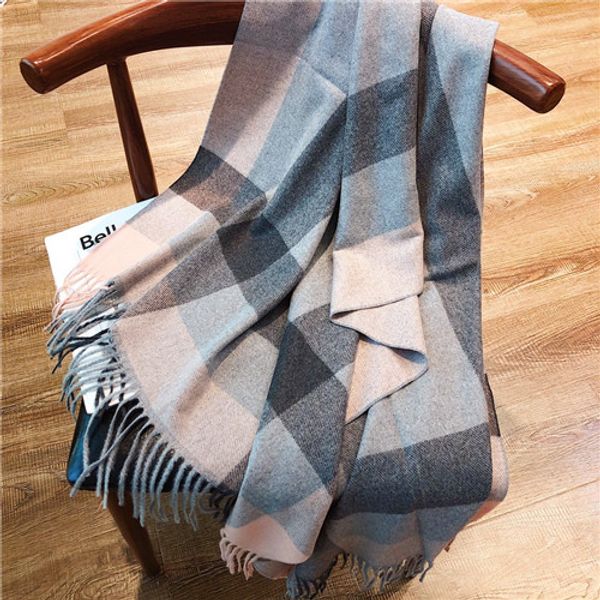 

the latest fashion brand designers in 2020 men's and women's wear brands design scarf women's high-quality plaid design, Blue;gray
