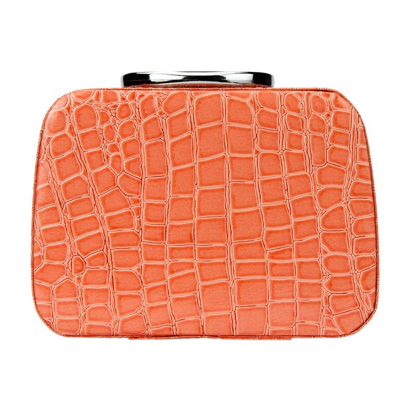 

fashion pu leather travel cosmetic bag with mirror makeup tool storage bag case jewelry box waterproof zipper #zer