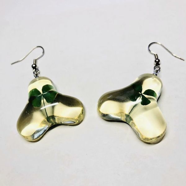 

yqtdmy vogue brand four leaf clover charming lucid design earring, Silver