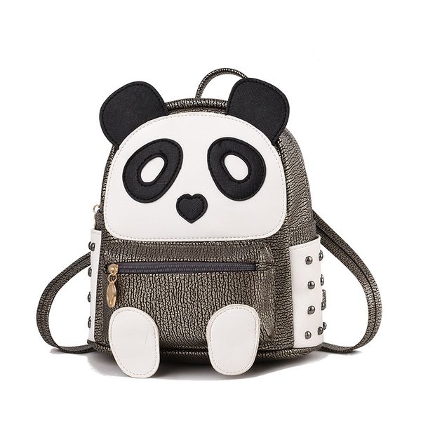

new fashion leather women backpack cartoon female ladies student bag girl lovely panda printing casual backpack
