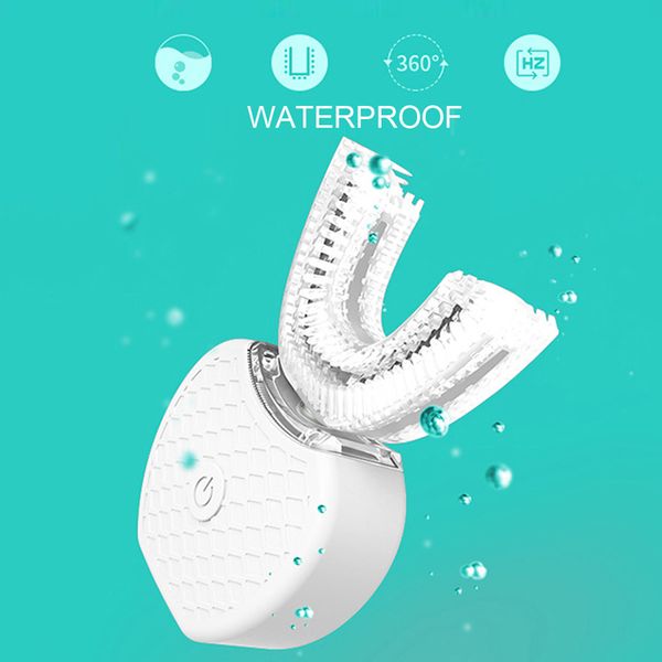 

360 Degree Automatic Electric Toothbrush Rechargeable Sonic Dental Toothbrush USB Silicone Brush Teeth Heads Care Smart U Type 0610116