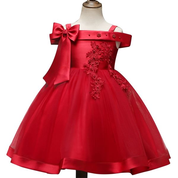 

4-10years fashion red cutout shoulderless kids dresses for girls bow princess dress flower girls dress teen children party gowns, Red;yellow