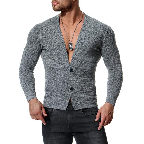 

2020 spring autumn big v single-breasted new youth men's solid color slim knitted cardigan sweater coat bottoming shirt, White;black