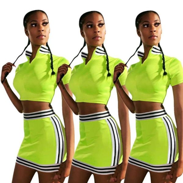 

suits short crop skirts suits summer designer striped clothing sets outfits women 2pcs skirt, Gray