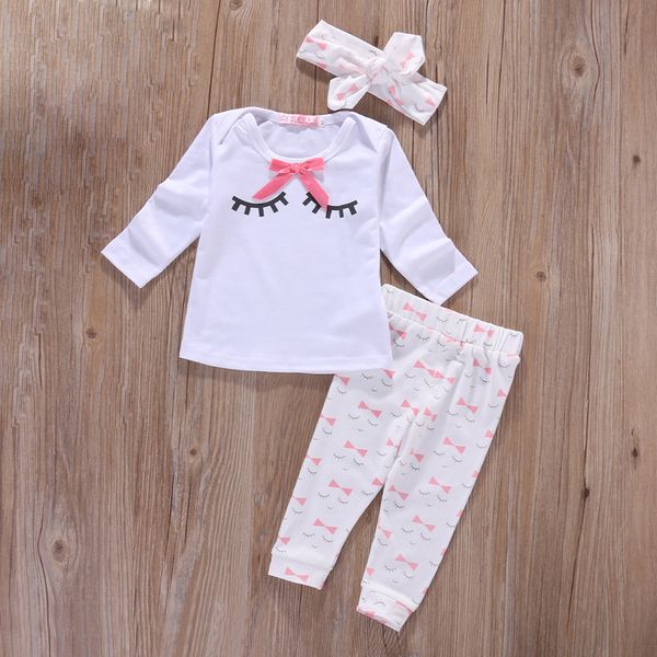 

baby girl clothing sets newborn toddler baby girl clothes spring autumn 3pcs suits ( pants+headband) infant girls outfits, White
