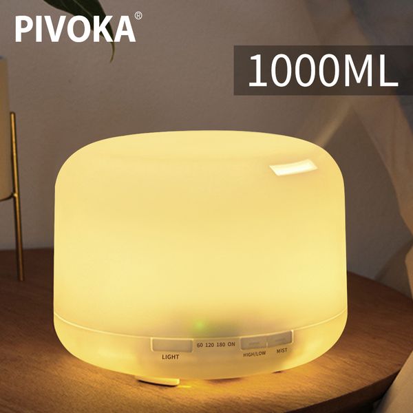

pivoka 1000ml air humidifier aroma diffuser for essential oil aromatherapy ultrasonic humidifier large capacity mist maker