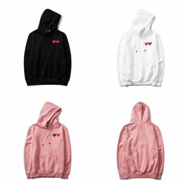 

comm des g garcons cdg holiday heart emoji play heart tide brand long sleeved sweater hooded cardigan love hoodies, Black;red