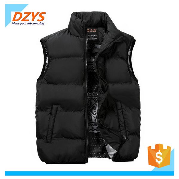 

dzys men's feather cotton vest men's autumn and winter warm vest thickened jacket jacket, Tan;black
