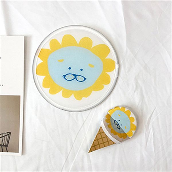 

creative mini portable fan new foldable pocket wallet flyer lovely cartoon printing handheld fan for wedding decoration gifts