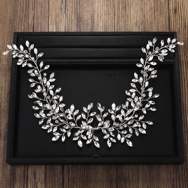 

silver handmade wedding hairbands jewlry hair accessoires rhinestone twig style crystal bridal women headwear ornament, Golden;white