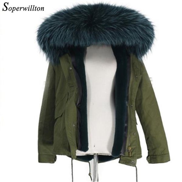 

2019 winter parka with real fur collar women jackets warm large raccoon fur hooded coat for women army green parkas female #j4, Black