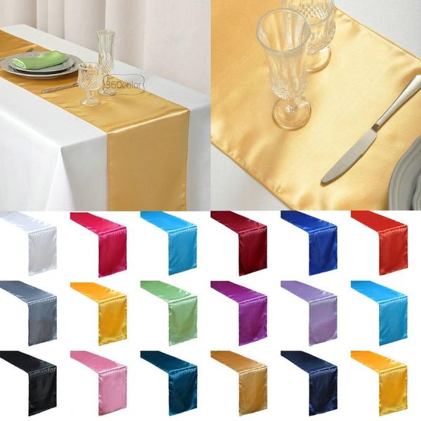

table cloth 10pcs satin runner 30cm x 275cm wedding party event banquet home decoration supply cover tablecloth 12x108inch