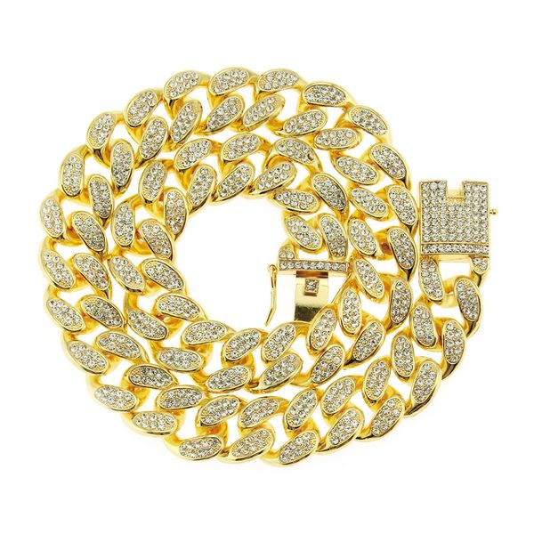 

2020europe and america hip hop full of men's big gold chain domineering exaggeration miami cuba chain hip hop rap necklace, Silver