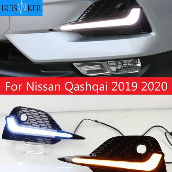 

2pcs for qashqai 2020 2020 led daytime running light dynamic turn yellow signal car drl 12v led fog lamp