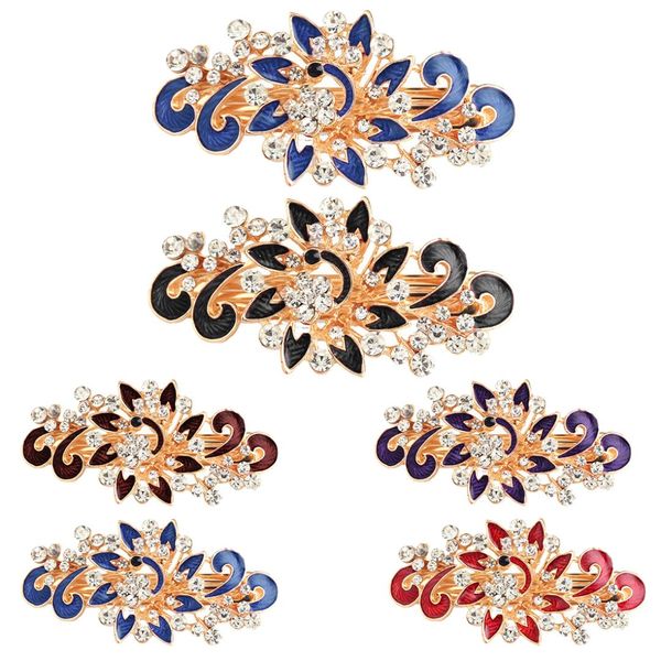 

hairpin women girl colorful shinning rhinestones flower hair clip barette hairpins hair braiding tools braid accessories
