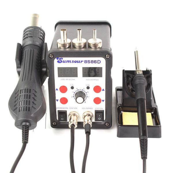 

8586d smd bga rework soldering desoldering station digital 2 in 1 air blower heat gun solder iron welding repair tools