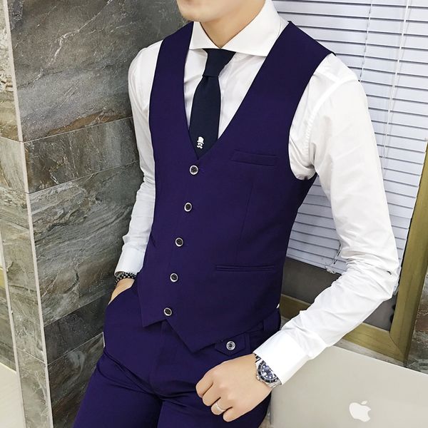 

solid color mens suit vest 2019 new wedding banquet slim fit vests men size s-3xl man waistcoat, Black;white