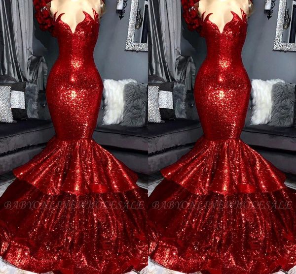 

элегантные bling bling длинные красные вечерние платья милая оборками многоуровневое платье из блесток пром вечерние платья abendkleider пла, Black;red