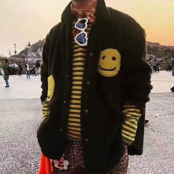 

19fw kanye cpfm.xyz шерстяная куртка флис мужчины женщины пальто мода уличная верхняя одежда зима теплая хлопчатобумажная куртка открытый ве, Black;brown