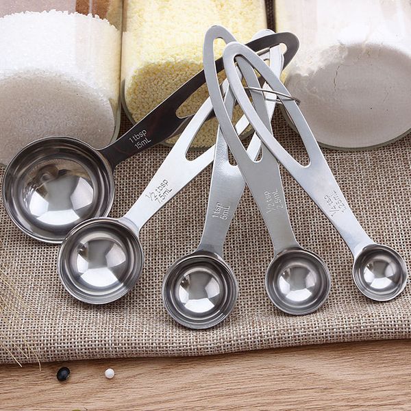 

5pcs measuring spoons set stainless steel 201 coffee measuring scoops set kitchen measuring tool bulk sale