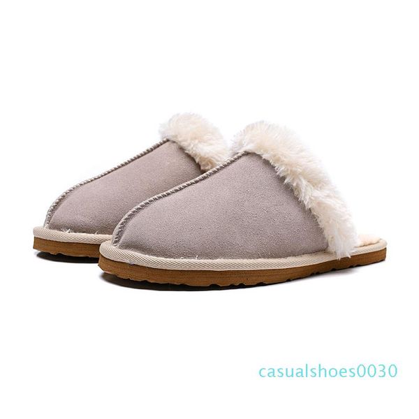 

size 36-41 women slides winter luxury designer indoor fur brand girl warm sandals slippers house flip flops with spike lady sandal c30, Black