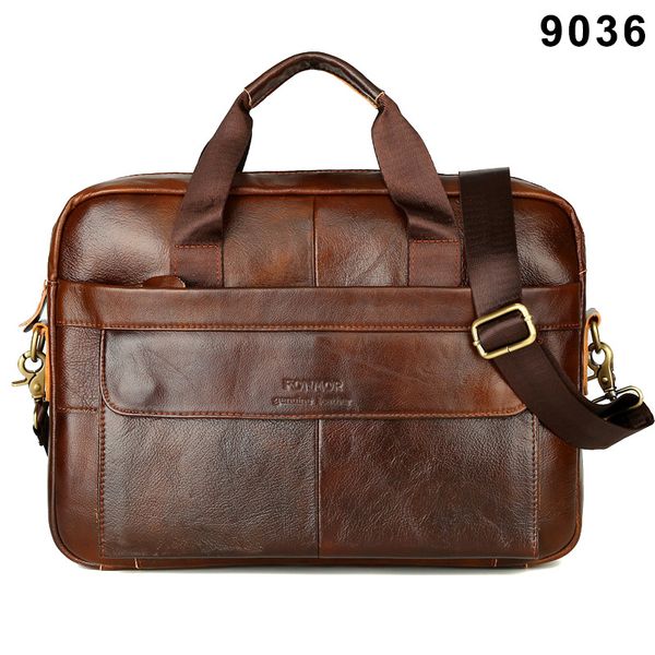 

men genuine leather vintage handbag business shoulder bag briefcase messenger msj99