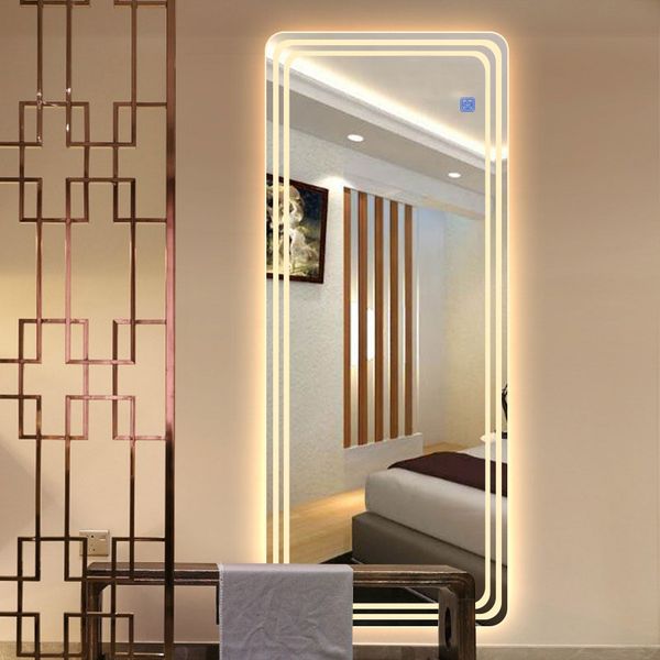 Full Length Large Led Floor Mirror Rectangle Backlit Oversized Dressing With Touch On For Bedroom Refurbished