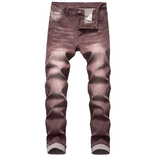 

2020 autumn spring men's ripped print street hip hop punk stretch bike jeans trendy holes straight denim trouers, Blue