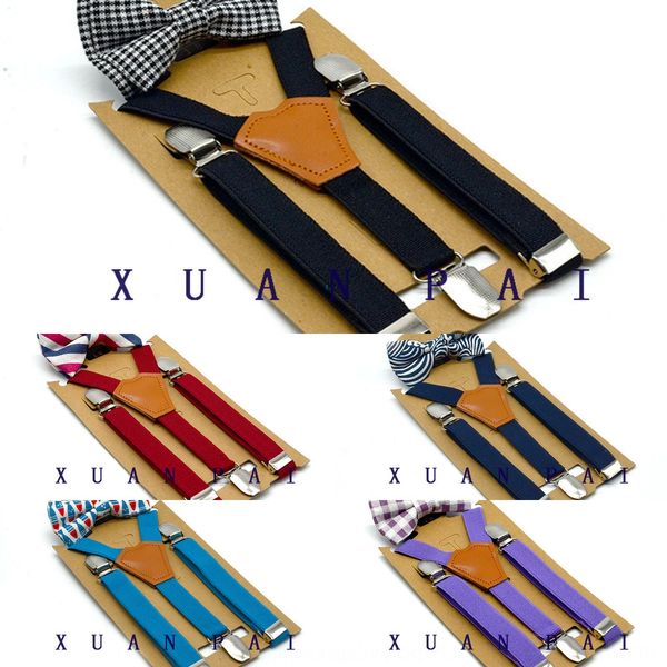 

2.0cm boys and girls butterfly pants butterfly pure color 3-clip y-type belt bow tie set trousers belt + bow tie baby two-piece set, Black;white