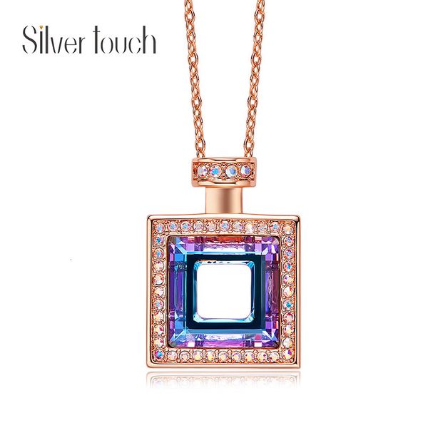 

флакон духов квадратный кулон творческой женщины ожерелье принимает swarovski element хрустальные аксессуары, Silver