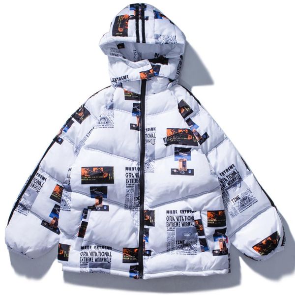 

fcl letter print hooded parkas jackets 2019 winter warm cotton parka jacket coat harajuku streetwear, Tan;black