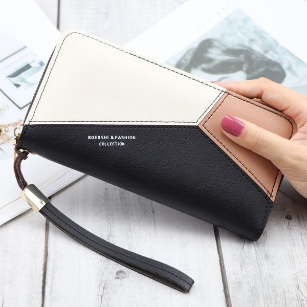 

wallets explosion model korean style zipper wallet fashionable multi-card long type geometric pattern purse, Red;black