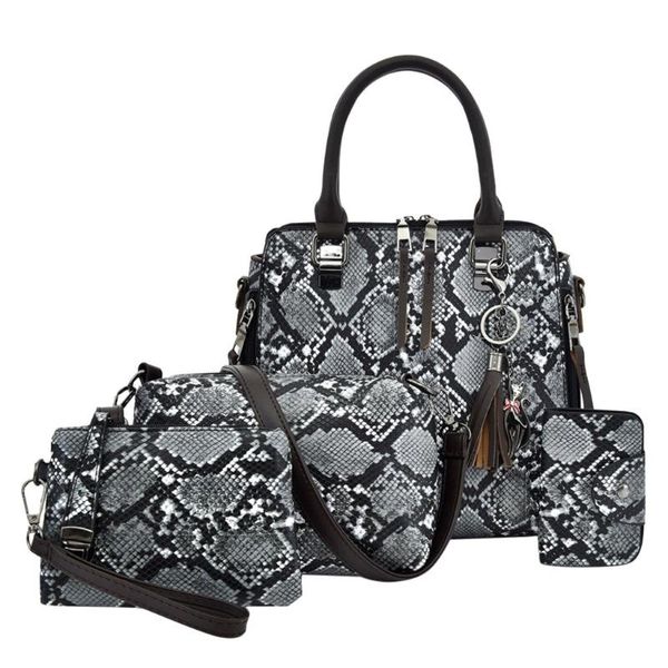 

women's trend four-piece zipper leather solid color shoulder messenger crossbody bag large-capacity handbag sac a main femme#20