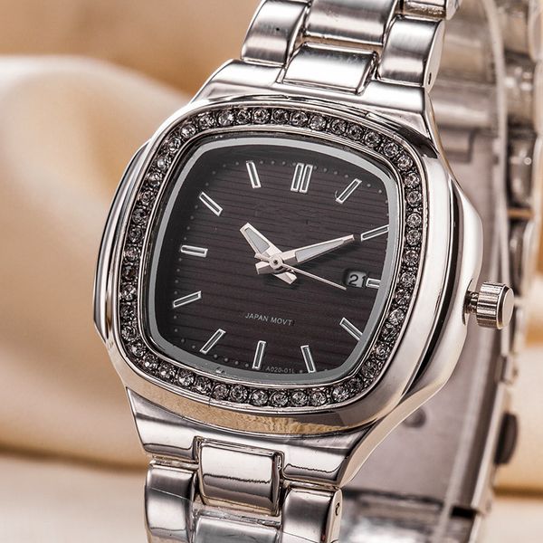 

nice good new clock luxury fashion watch men stainless stell women wristwatch watches lovers clock whosale dropshipping, Slivery;brown