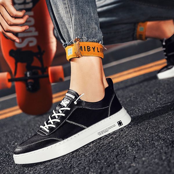 

fashionable men's lightweight running shoes comfortable casual shoes breathable breathable cloth microfiber small white, Black