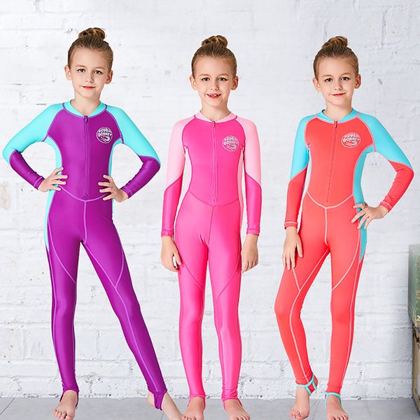 

children wetsuit girl swimwear girls long sleeve sunshade uv protection one-piece suits swimsuit diving snorkeling surfing suit