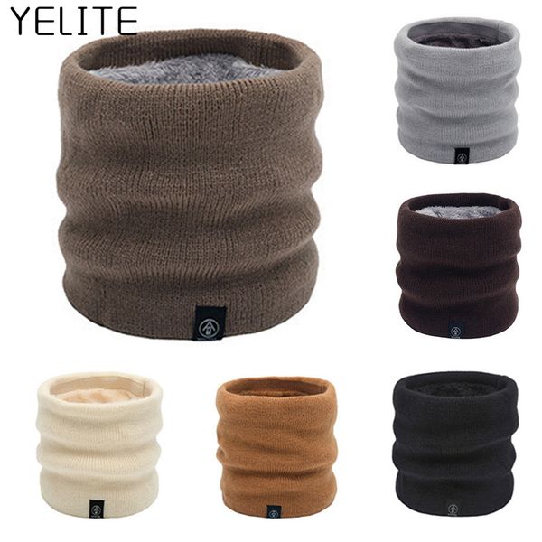 

yelite women men knitted scarves autumn winter solid color warmer neck scarf thick ring scarves collar tube for ladies, Blue;gray