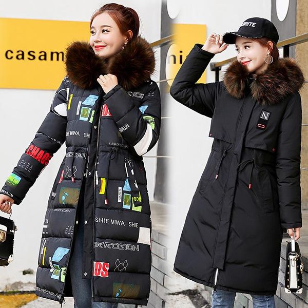 

2019 new fashion women designer jackets short female slim fur collar winter coats doudoune femme down jacket plus size m-2xl, Black