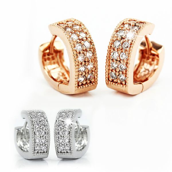 

925 sterling silver crystal heart earring earrings gift pendientes oorbellen boucle d'oreille femmes, Golden;silver