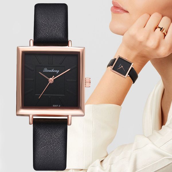 

brand women bracelet square watch contracted leather crystal wristwatches women dress ladies quartz clock dropshiping, Slivery;brown
