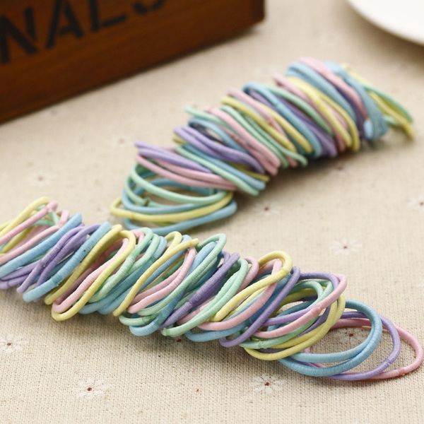 

50pcs/lot multicolor tiny hair bands ropes elastic ties ponytail holder hair accessories for girl kids bands, Golden;white