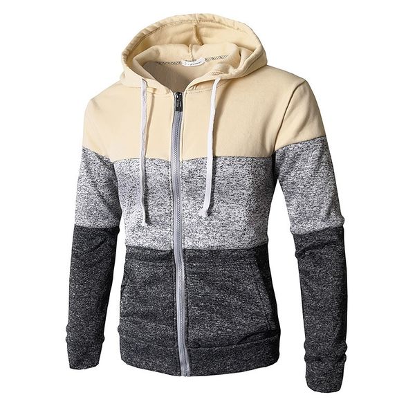 

men zip up casual elastic sweater coat jacket outwear sweater jogger zipper men autumn winter hoody sweater coat, Black